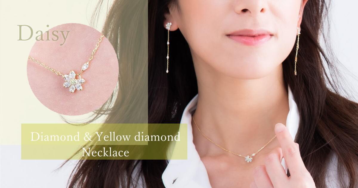 デイジーK18ダイヤモンド華奢ネックレス｜4月誕生石