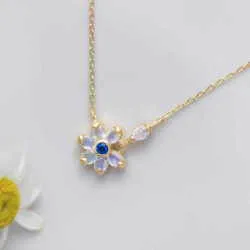 ブルーデイジーK18ネックレス｜アウイナイト×ブルームーンストーン