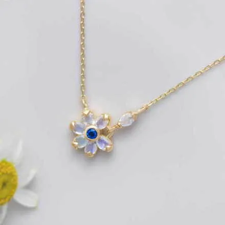 ブルーデイジーK18ネックレス｜アウイナイト×ブルームーンストーン