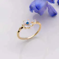 ブルーデイジーK18リング｜アウイナイト×ブルームーンストーン