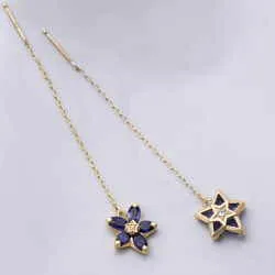 スミレアイオライトリバーシブルチェーンピアス