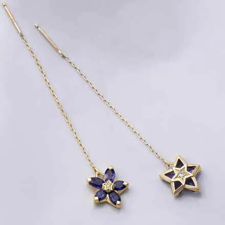 スミレアイオライトリバーシブルチェーンピアス