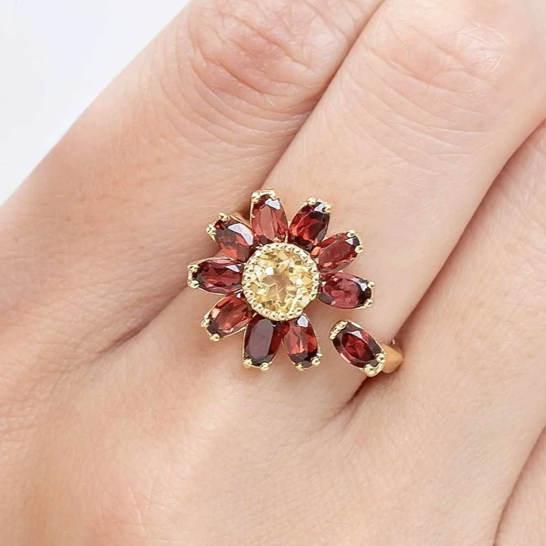 ガーベラK18花占いリング指輪｜11月誕生石×11月誕生花