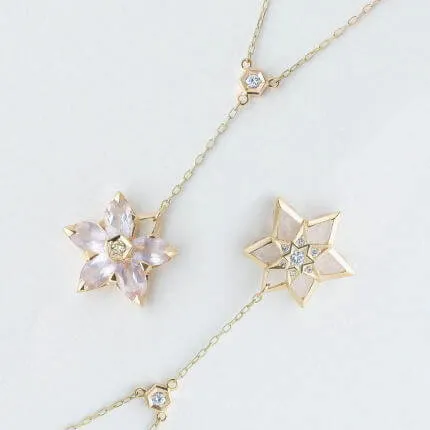桜ダイヤモンドリバーシブルＹ字ネックレス