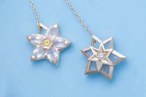 桜ダイヤリバーシブルチェーンピアス表裏