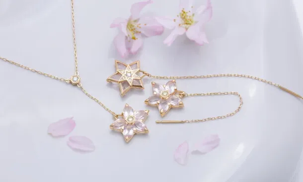 桜リバーシブルネックレス＆リバーシブルピアス