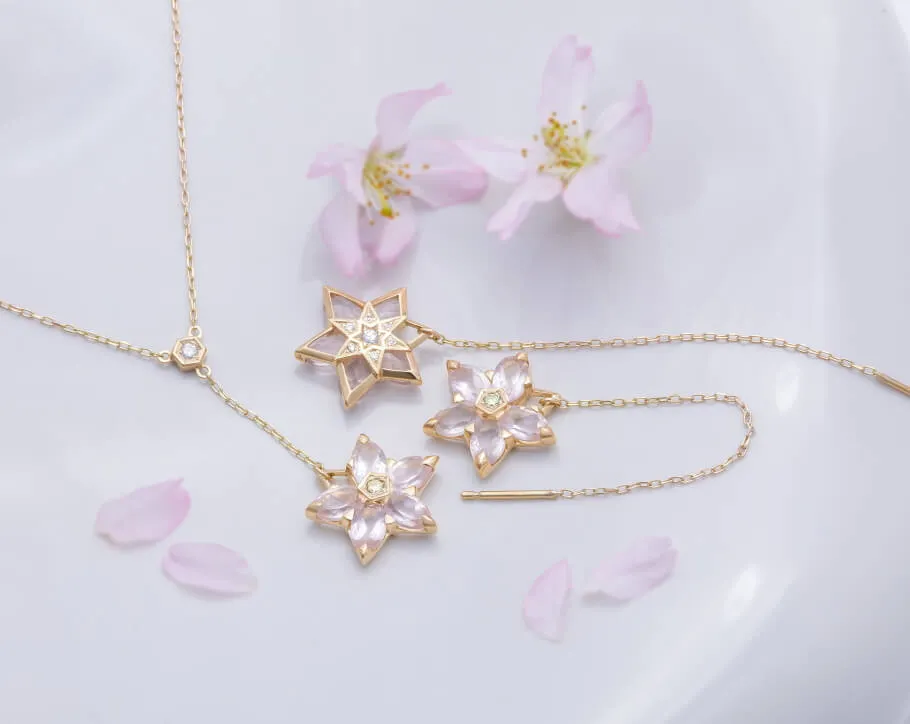 桜リバーシブルネックレス＆リバーシブルピアス