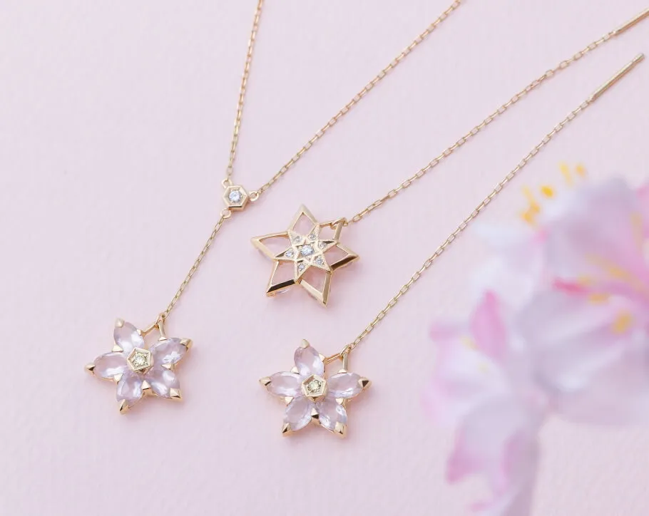桜リバーシブルネックレス＆リバーシブルピアス