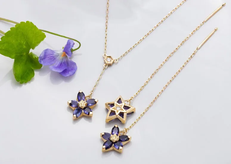 スミレリバーシブルチェーンピアス&Ｙ字ネックレス